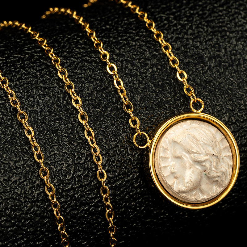 GIVELUCK Stainless steel pendant with colored glaze and embossed craftsmanship