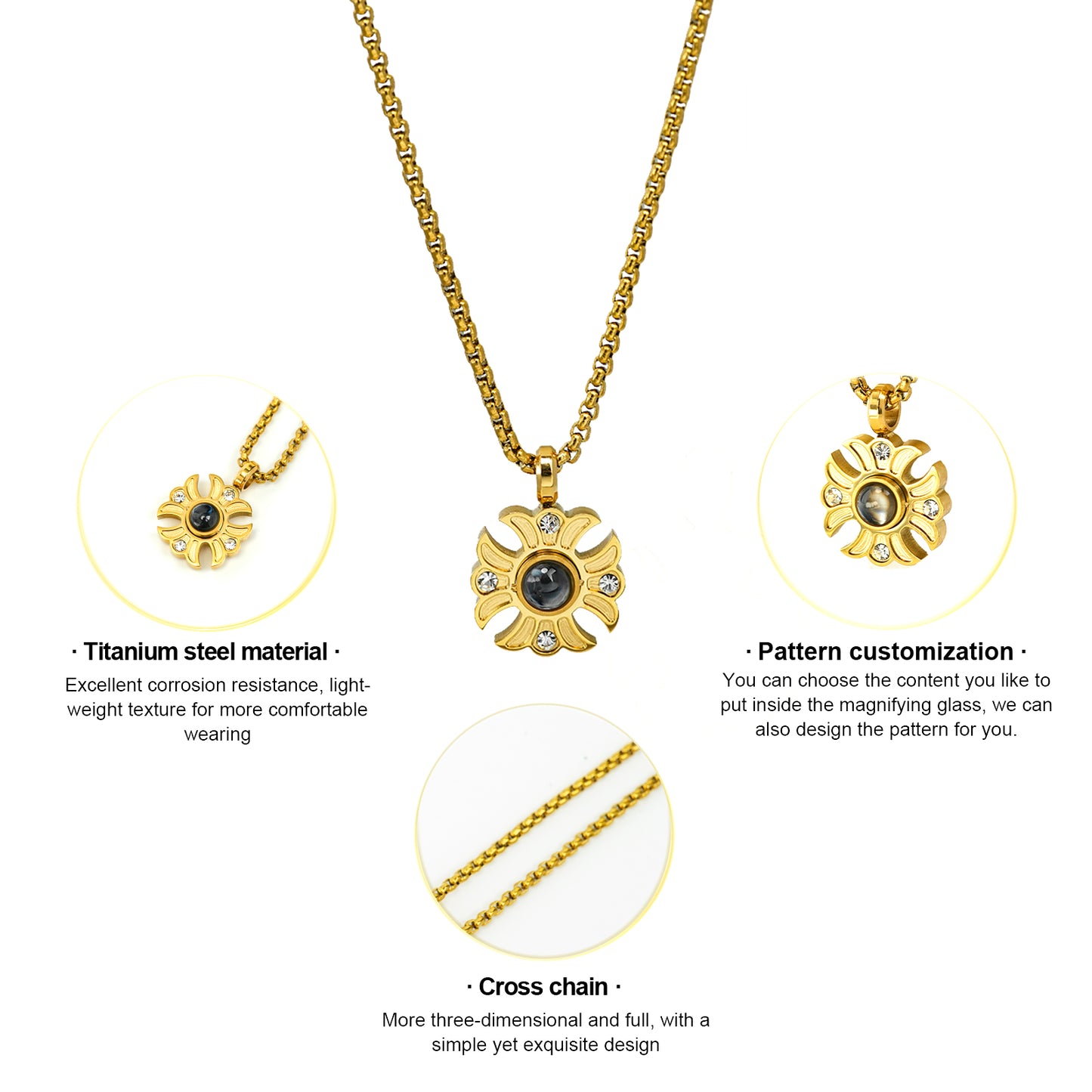 GIVELUCK Stainless steel projection sunflower gold - pattern customization