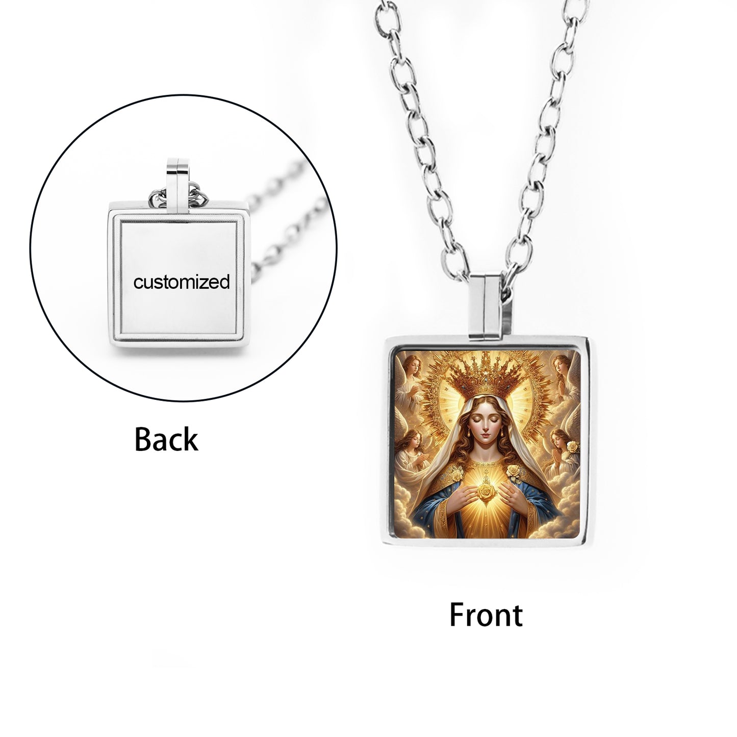 GIVELUCK Stainless steel mini square 12 * 12mm rigid color pendant (customized with chain)