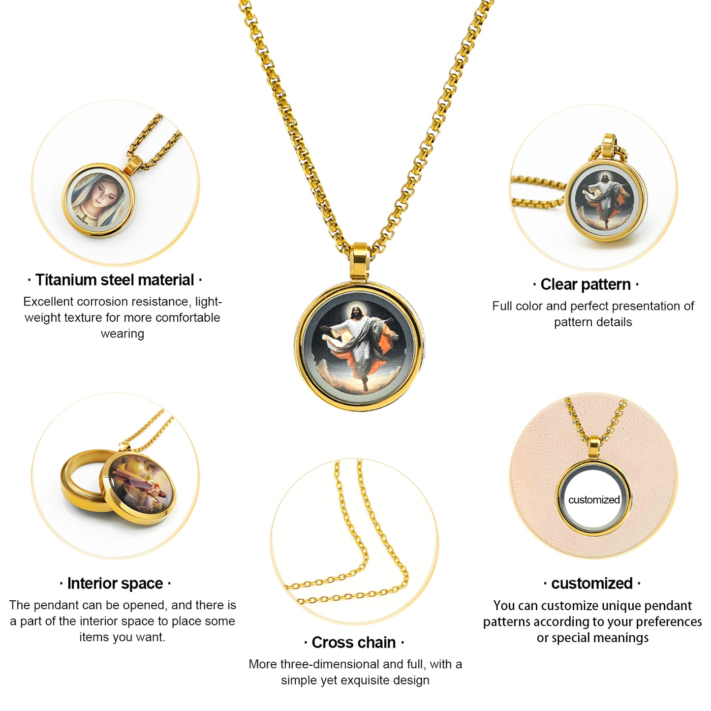 GIVELUCK Stainless steel Gawu box circular gold-plated 1.5cm - customized