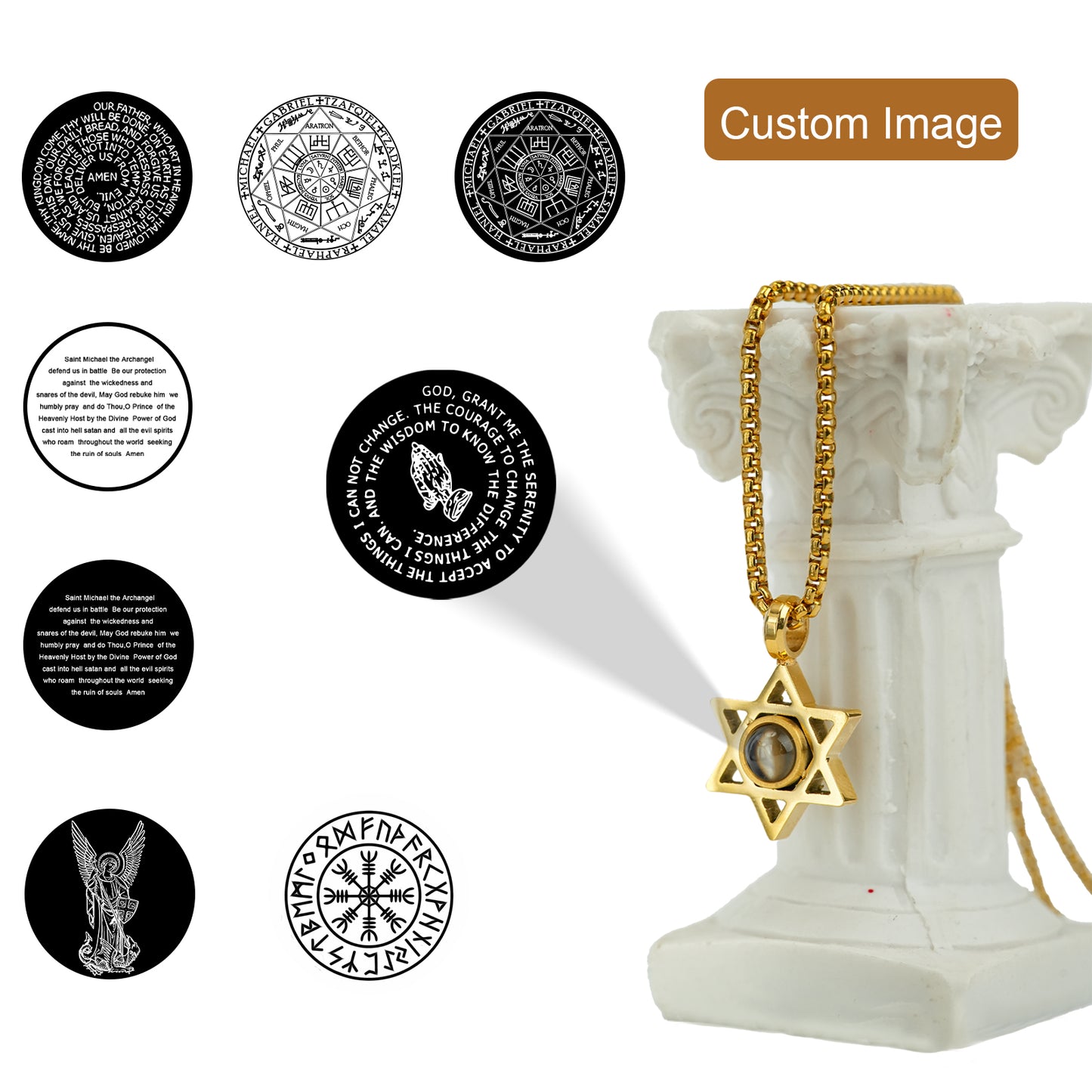 GIVELUCK Stainless steel projection hexagonal star gold - pattern customization