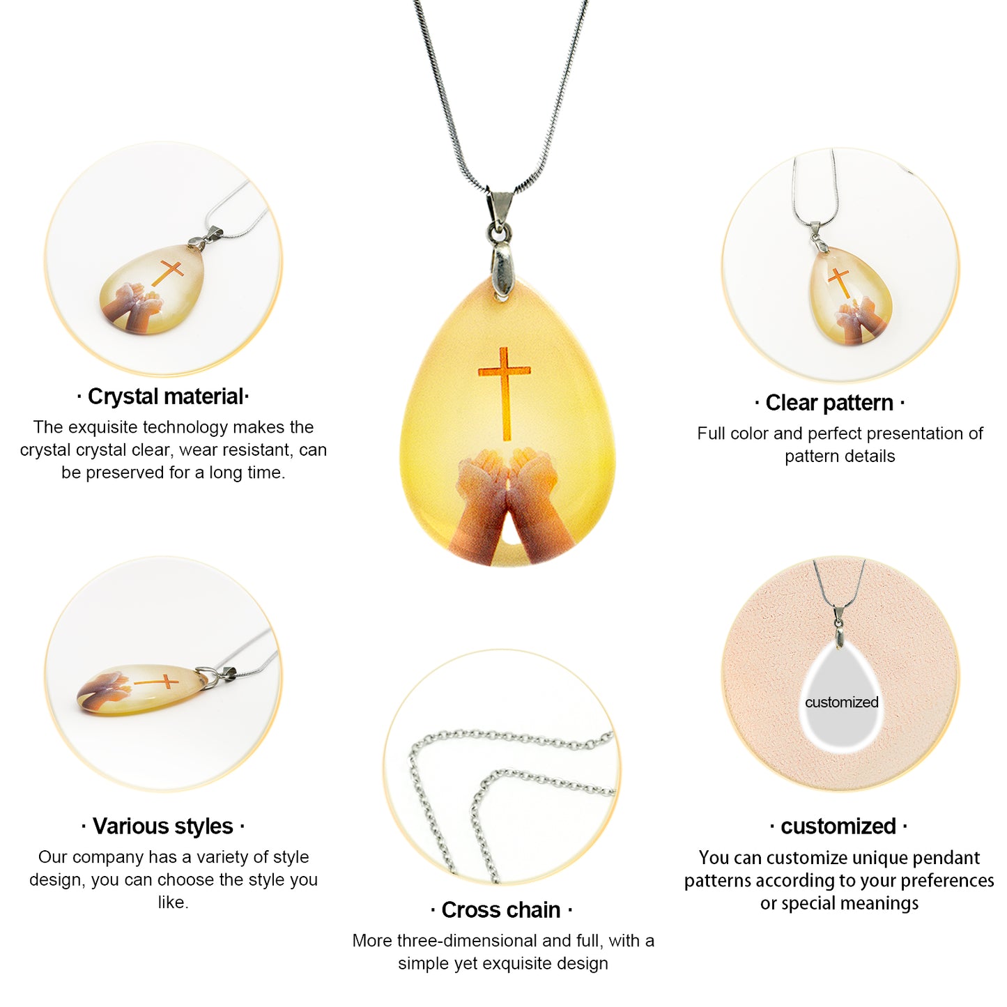 GIVELUCK Crystal Thangka Pendant Water Drop Shape - Customized