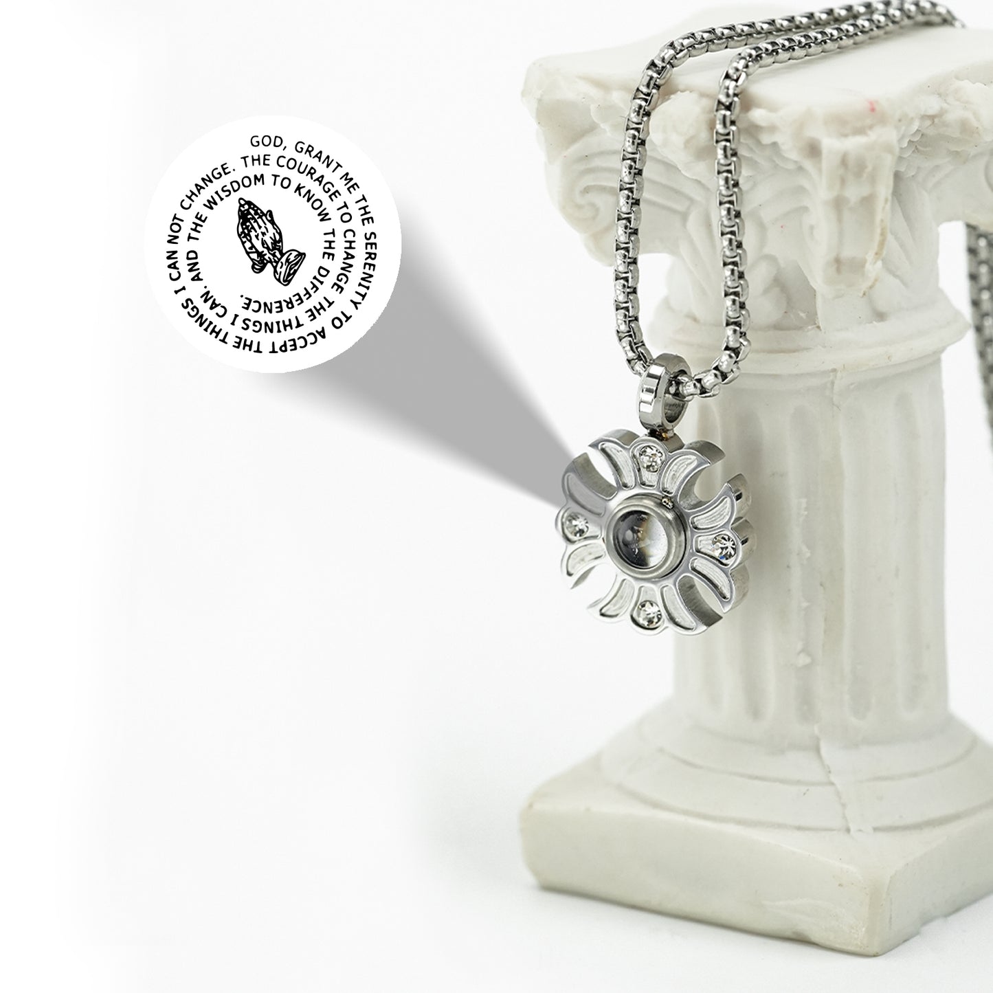 GIVELUCK Stainless steel projection sunflower silver - pattern customization