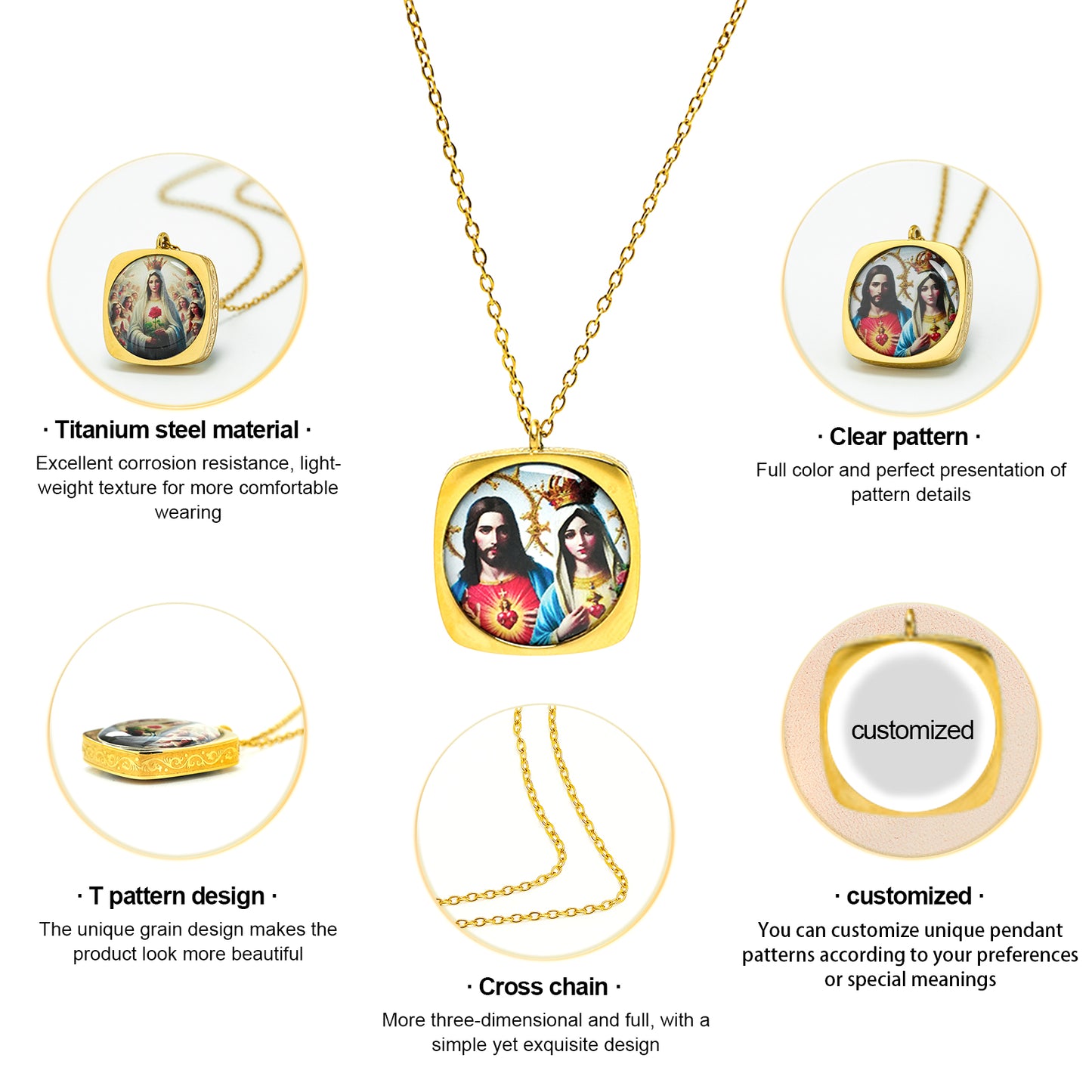 GIVELUCK Stainless Steel Anxin Roll Grass Pattern Gold Pendant - Customized