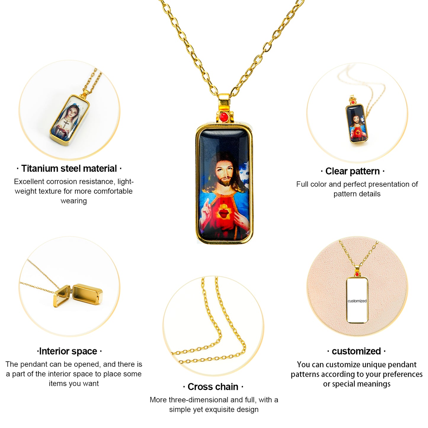 GIVELUCK Stainless steel Linglong Gawu box rectangular gold - customized (including chain)