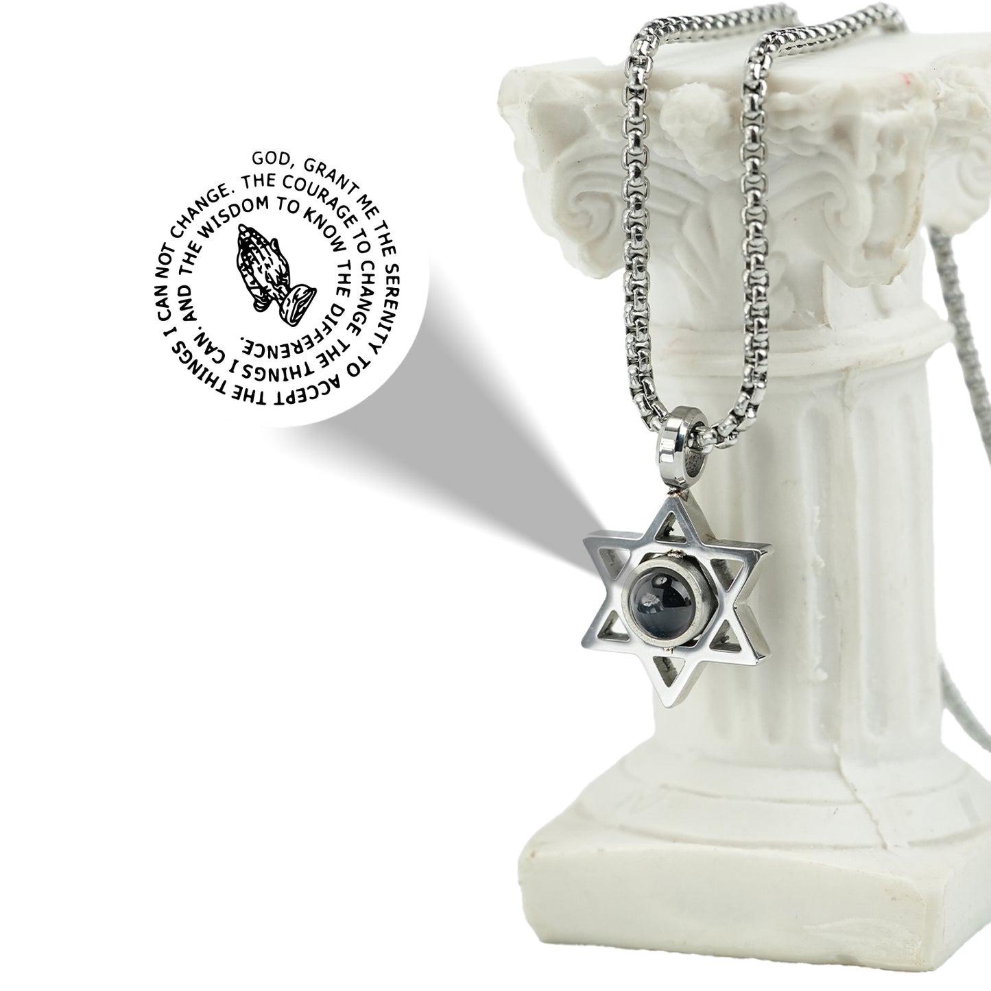 GIVELUCK Stainless steel projection hexagonal star silver - pattern customization