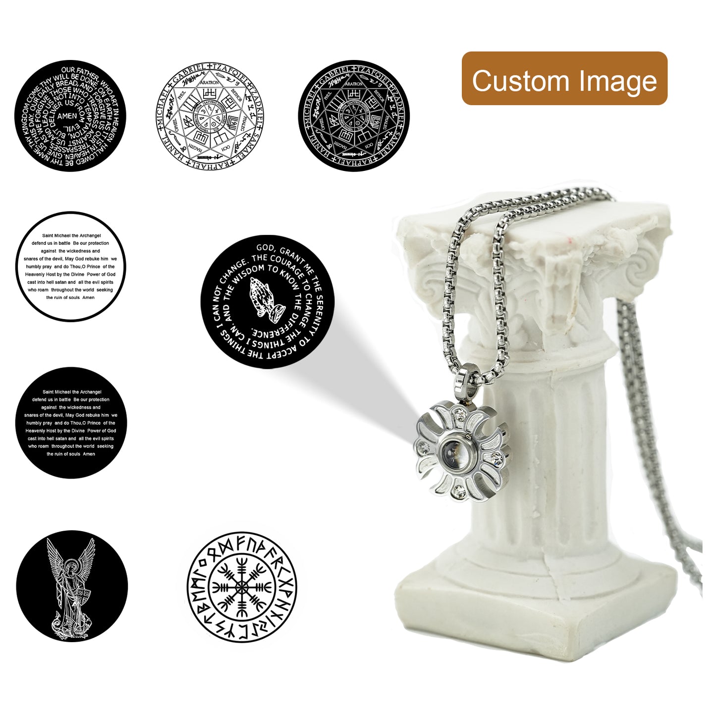 GIVELUCK Stainless steel projection sunflower silver - pattern customization