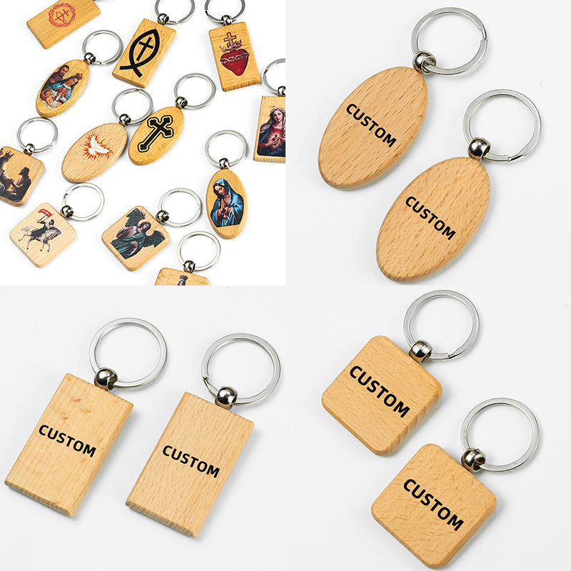 GIVELUCK Wooden multi-shaped keychain - pattern customization