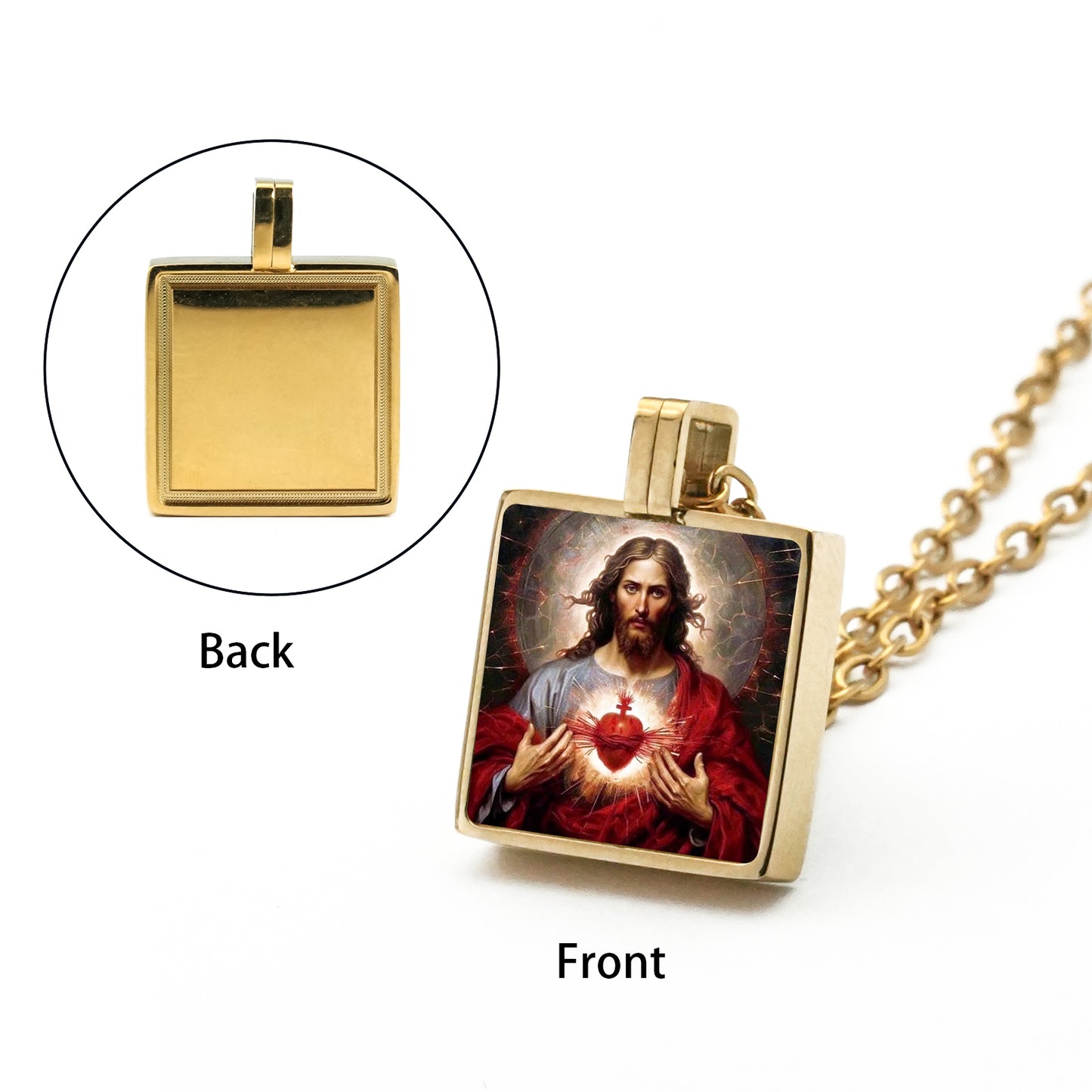 GIVELUCK Stainless steel mini square 12 * 12mm gold pendant (customized with chain)