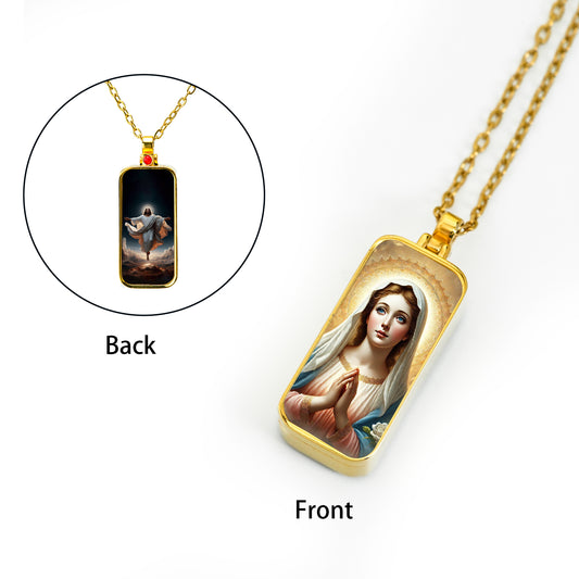 GIVELUCK Stainless steel Linglong Gawu box rectangular gold - customized (including chain)