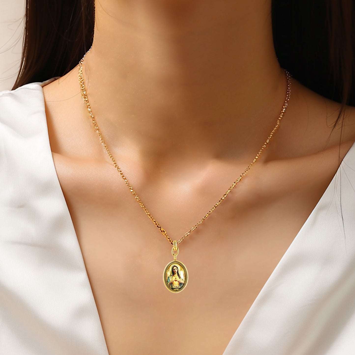 GIVELUCK Stainless steel front texture&back life tree oval gold pendant customization