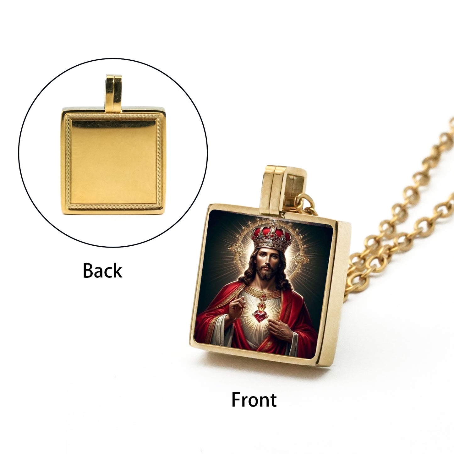 GIVELUCK Stainless steel mini square 12 * 12mm gold pendant (customized with chain)