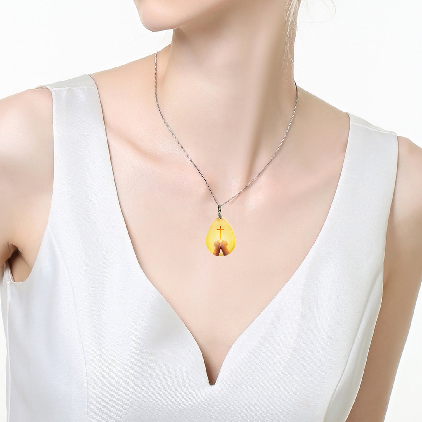 GIVELUCK Crystal Thangka Pendant Water Drop Shape - Customized