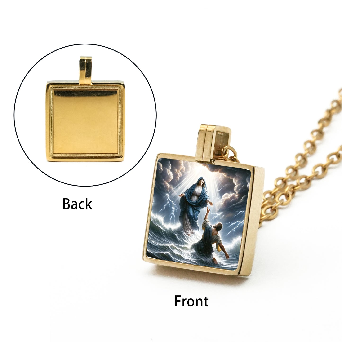 GIVELUCK Stainless steel mini square 12 * 12mm gold pendant (customized with chain)