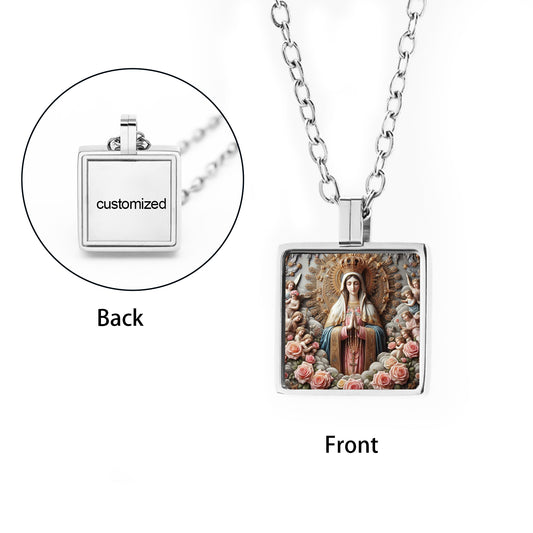 GIVELUCK Stainless steel mini square 12 * 12mm rigid color pendant (customized with chain)