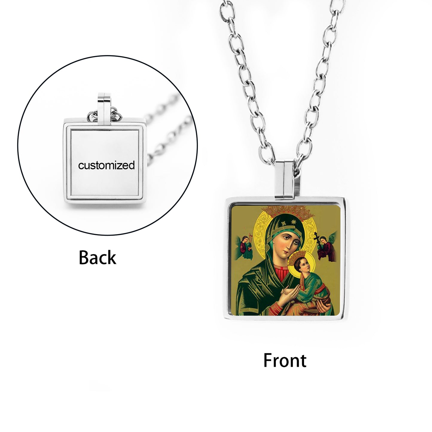 GIVELUCK Stainless steel mini square 12 * 12mm rigid color pendant (customized with chain)