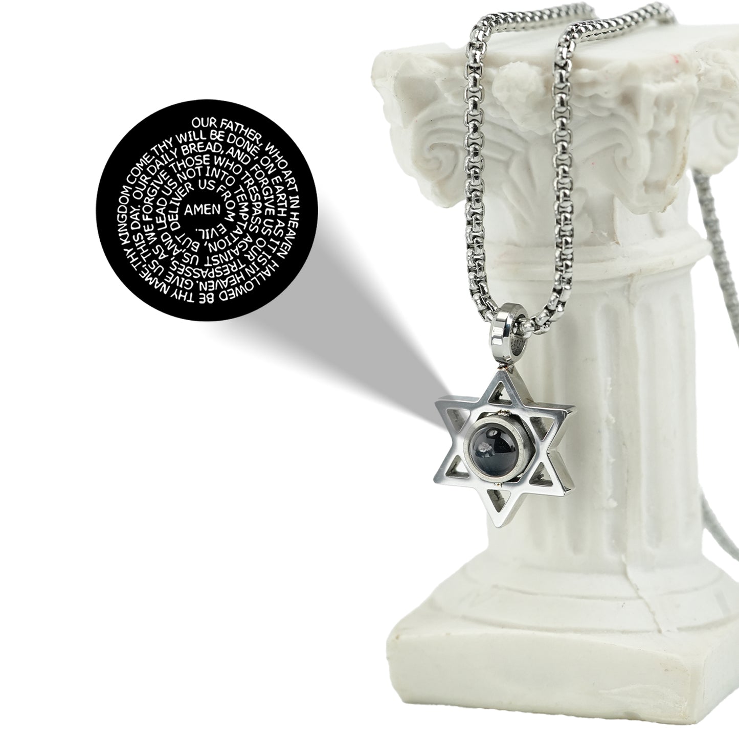 GIVELUCK Stainless steel projection hexagonal star silver - pattern customization