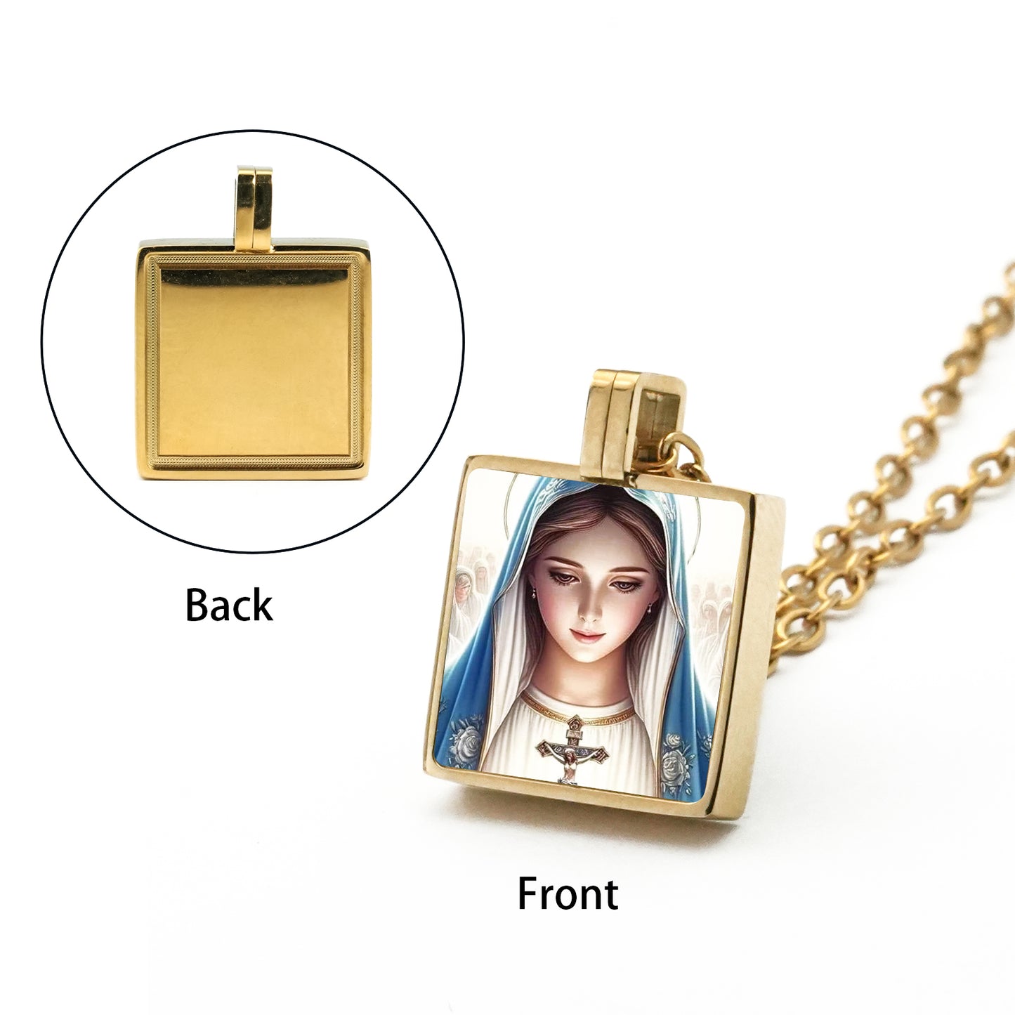 GIVELUCK Stainless steel mini square 12 * 12mm gold pendant (customized with chain)