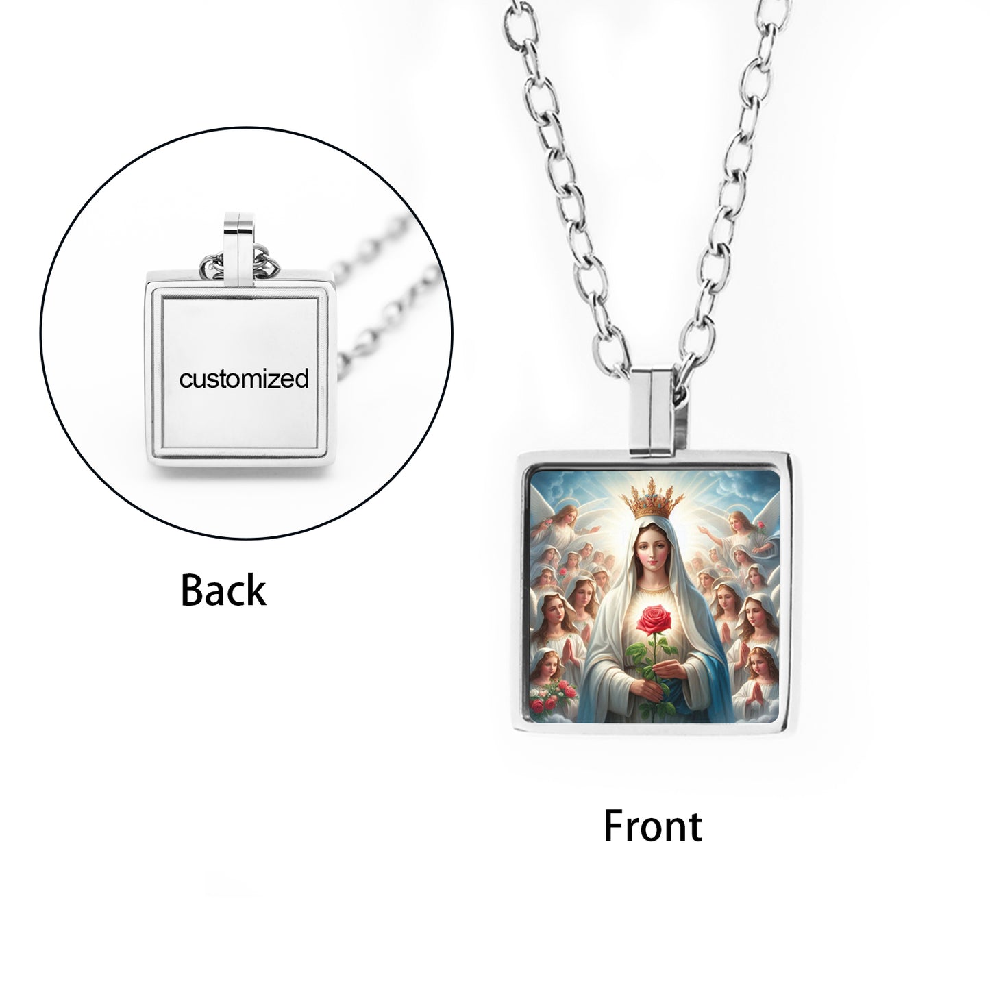 GIVELUCK Stainless steel mini square 12 * 12mm rigid color pendant (customized with chain)